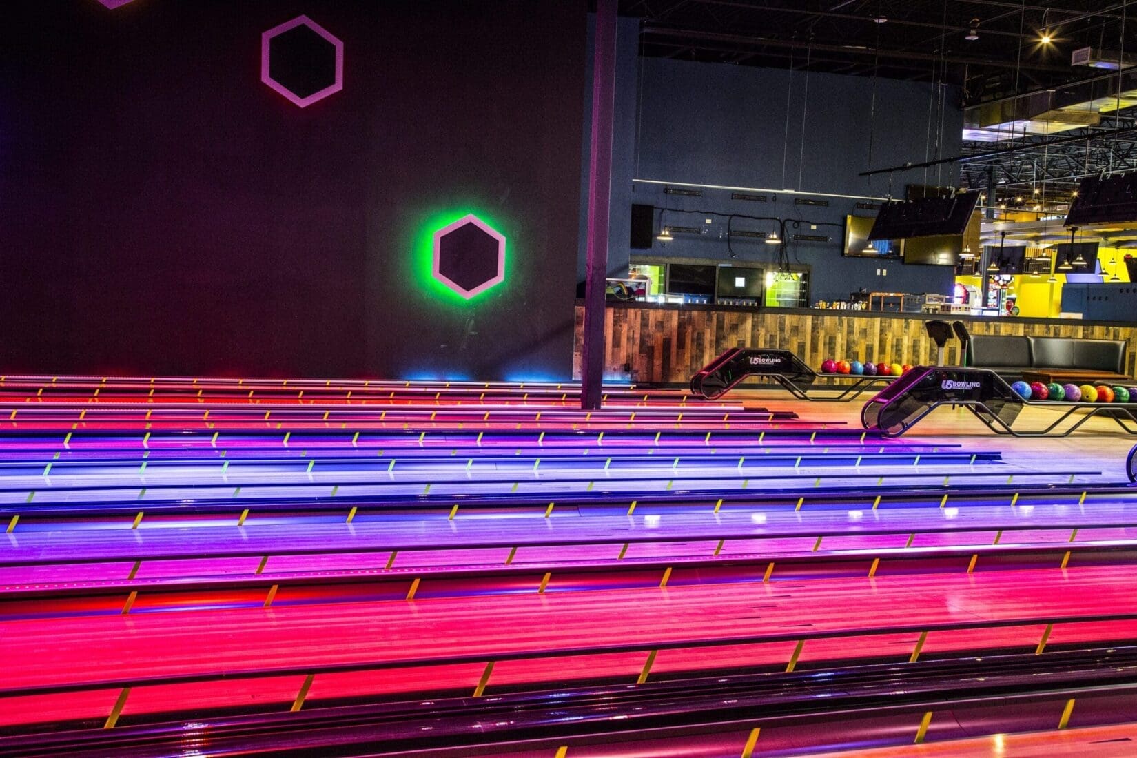 Synthetic Bowling Lanes and automatic bumpers